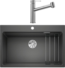 Комплект Мойка кухонная Blanco Etagon 8 антрацит + Смеситель Ambis-S 523119