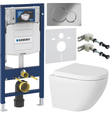 Комплект Унитаз подвесной BelBagno Sfera-r + Крышка Marino BB105SC с микролифтом, петли хром + Инсталляция Geberit Duofix UP 320 111.300.00.5 + Кнопка Sigma 01 115.770.21.5 хром + Крепления 111.815.00.1 к стене + Шумоизоляция