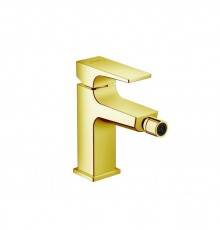 Hansgrohe Metropol Смеситель для биде на 1 отв, с донным клапаном, излив 129мм, цвет: золото. 32520990