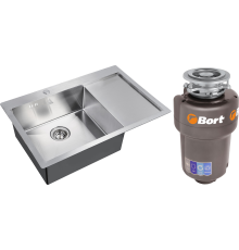 Комплект Мойка кухонная Steel Hammer SH 7851-L сталь + Измельчитель Bort Titan Max Power FullControl