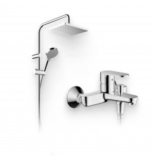 Душевой комплект Смеситель Hansgrohe Vernis Blend 71440000 хром + Стойка Vernis Shape 26282000 Showerpipe 230 1jet Reno хром