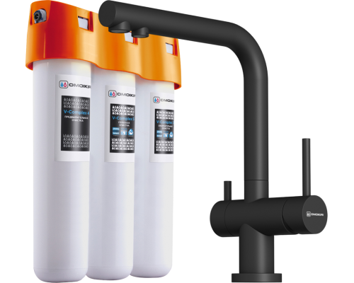 Комплект Смеситель Omoikiri Nagano P-BL черный + Фильтр Pure Drop Lite