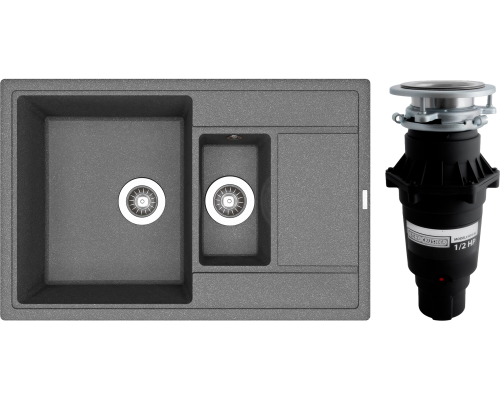Комплект Мойка Florentina Липси 780К черный + Измельчитель Bone Crusher BC 810-SL Slim Line