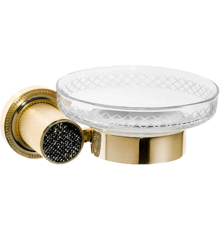 Мыльница Boheme Royal Cristal Black Gold 10923-G-B настенная, золото
