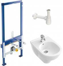 Комплект Биде Villeroy   Boch O.Novo 5460 0001 alpin + Инсталляция Viconnect + Сифон для биде Viega + Смеситель для биде Hansgrohe Finoris 76200000