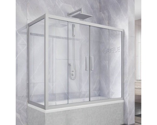 Шторка на ванну Kubele DE019 PR4-CLN-MT 220х90 см, профиль матовый хром