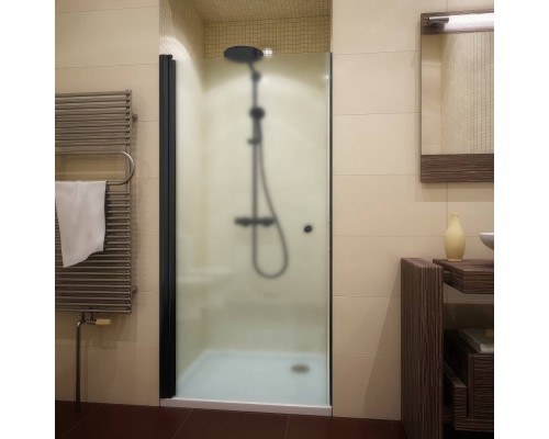 Душевая дверь в нишу Kubele DE020 DE020D601T-MAT-BLM- 80х200 80, профиль черный матовый, стекло матовое