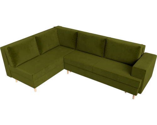 Угловой диван Лига Диванов Сильвана L микровельвет зеленый