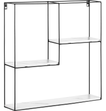 Полка Stool Group Square черная, белый мрамор
