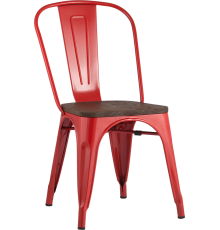 Стул Stool Group Tolix Wood красный глянцевый, темное дерево