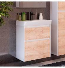 Тумба с раковиной Lemark Combi 70 дуб кантри, белая глянцевая