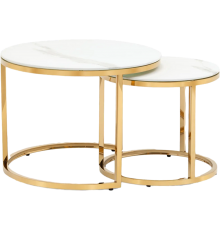 Комплект столов Stool Group Селена белый мрамор, золото