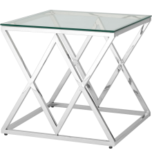 Журнальный столик Stool Group Инсигния 55x55 см, прозрачное стекло, опора серебро