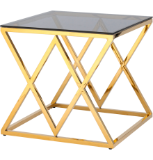 Журнальный столик Stool Group Инсигния 55x55 см, стекло smoke, опора золото
