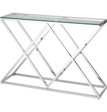 Консоль Stool Group Инсигния 115x30 см, прозрачное стекло, сталь серебро