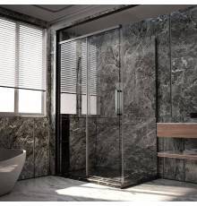 Душевой уголок Veconi Premium Trento PTC-SP-40GR 150x90, профиль брашированный графит, стекло прозрачное