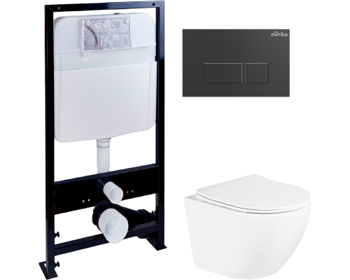 Комплект Унитаз подвесной BelBagno Uno BB3105CHR/SC + Инсталляция EWRIKA ProLT 0026-2020 + Кнопка 0044 черная матовая