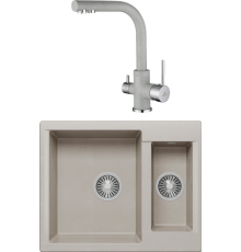 Комплект Мойка кухонная Polygran Brig 620 серая + Смеситель Paulmark Essen Es213011-310 серый
