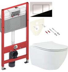 Комплект Унитаз подвесной beWash Bogen 88303201 с сиденьем микролифт белый + Инсталляция TECE Now 9400412 4 в 1 с кнопкой смыва