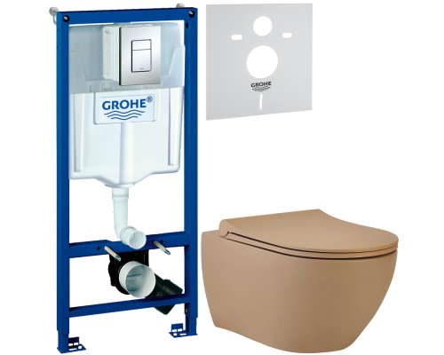 Комплект Унитаз подвесной beWash Bogen 88303273 с сиденьем микролифт латте + Инсталляция Grohe Rapid SL 38772001 3 в 1 с кнопкой смыва + Шумоизоляция 37131000 Комплект Унитаз подвесной beWash Bogen 88303273 с сиденьем микролифт латте + Инсталляция Grohe Rapid SL 38772001 3 в 1 с кнопкой смыва + Шумоизоляция 37131000
