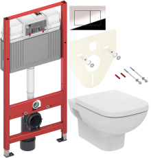 Комплект Унитаз подвесной Ideal Standard I.life A T471701 + Крышка T453101 белая + Инсталляция TECE Now 9400412 4 в 1 с кнопкой смыва