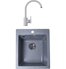 Комплект Мойка кухонная GranAlliance Gа-24 GA-24-309 темно-серая + Смеситель Polygran Элара 349477 серый