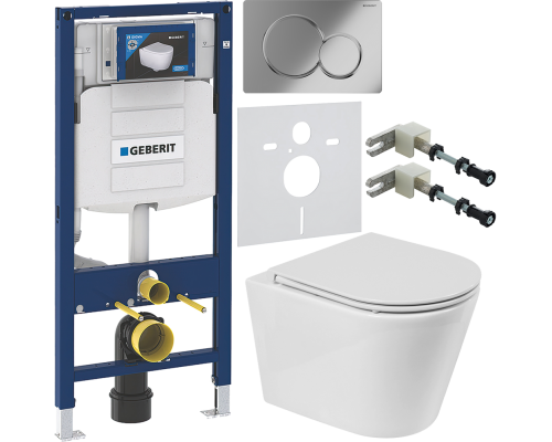 Комплект Унитаз подвесной BelBagno Flay-r + Крышка BB870SC с микролифтом + Инсталляция Geberit Duofix UP 320 111.300.00.5 + Кнопка Sigma 01 115.770.21.5 хром + Крепления 111.815.00.1 к стене + Шумоизоляция