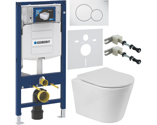 Комплект Унитаз подвесной BelBagno Flay-r + Крышка BB2031SC с микролифтом, петли хром + Инсталляция Geberit Duofix UP 320 111.300.00.5 + Кнопка Sigma 01 115.770.11.5 белая + Крепления 111.815.00.1 к стене + Шумоизоляция