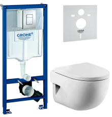 Комплект Унитаз подвесной Roca Meridian 346247000 + Крышка 8012A200B + Инсталляция Grohe Rapid SL 38772001 3 в 1 с кнопкой смыва + Шумоизоляция 37131000