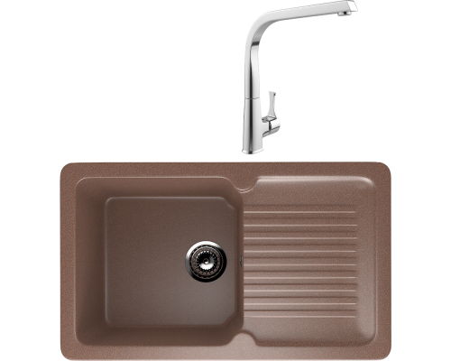 Комплект Мойка кухонная Ulgran U-506 -307 терракот + Смеситель MEGA Mega MG-SUN03
