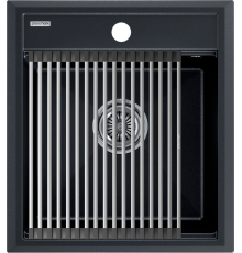 Мойка кухонная Paulmark Stepia + Step PM114651-BLM+R375-BS черный металлик