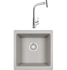 Комплект Мойка кухонная Granula 4451, базальт + Смеситель MEGA Life MG-TK09 хром
