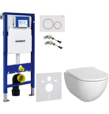 Комплект Унитаз подвесной Geberit Acanto 500.600.01.2 + Крышка 500.605.01.2 + Крепления Duofix 111.815.00.1 к стене + Шумоизоляция 156.050.00.1 + Инсталляция UP 320 111.300.00.5 + Кнопка Sigma 20 115.882.11.1 белая