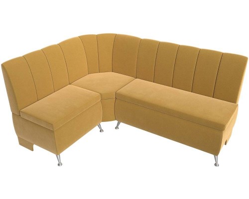 Угловой кухонный диван Лига Диванов Кантри L микровельвет жклтый