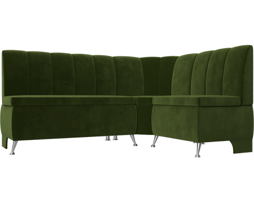 Угловой кухонный диван Лига Диванов Кантри R микровельвет зеленый