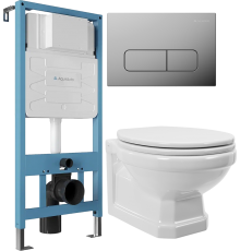 Комплект Унитаз подвесной STWORKI Драммен HDC609WH с микролифтом + Инсталляция Aqueduto Tecnica TEC01 + Кнопка Forma FOR0100 хром