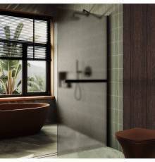 Душевая перегородка Maybahglass MGD-710-6ш 109 см, профиль черный, стекло бронза матовое