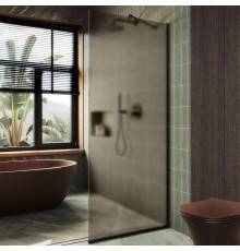 Душевая перегородка Maybahglass MGD-703-6у 69 см, профиль черный, стекло бронза матовое