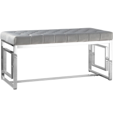 Банкетка Stool Group Бруклин 99х46см, велюр серый, опора сталь серебро