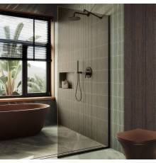 Душевая перегородка Maybahglass MGD-696-6у 79 см, профиль черный, стекло бронза