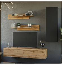 Модульная гостиная Mebel-Ars Катрин №1 дуб крафт золотой, черная