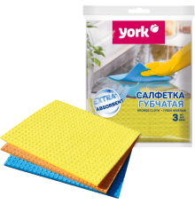 Салфетка для уборки York 024010 губчатая, 3 шт.