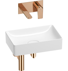 Комплект Wellsee Pure BY 201002594 С ВНУТРЕННЕЙ ЧАСТЬЮ, глянцевый белый, розовое золото, 4 в 1