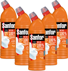 Набор Sanfor Универсальное моющее средство Sanfor WC Gel Super Power, 1 л, 5 шт