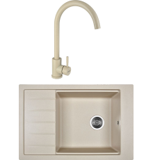 Комплект Мойка кухонная Wisent MWP780-30 крем + Смеситель W4998-3-30 крем