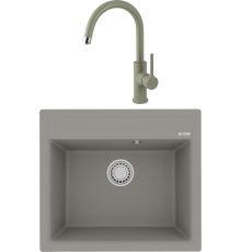Комплект Мойка кухонная Lemark Hanka 570 9910015 грей + Смеситель Comfort LM3073PGR грей