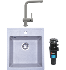 Комплект Мойка кухонная GranAlliance Gа-20 GA-20-310 серая + Смеситель Ulgran U-022 серый + Измельчитель Bort Titan 7000