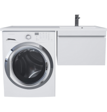 Тумба с раковиной Uperwood Magenta 50 R под стиральную машину, подвесная, белая, с ящиком