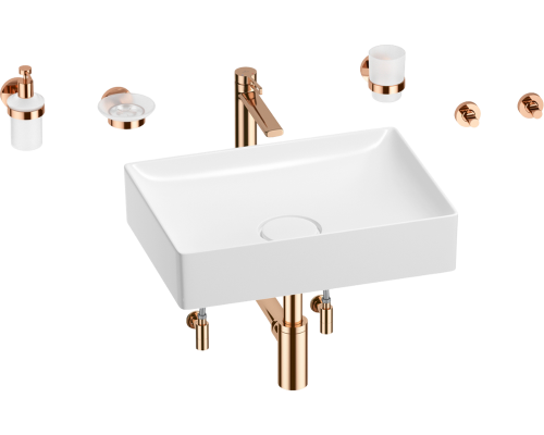 Комплект Wellsee Pure BY Wellsee 201006359 белый глянцевый, розовое золото, 9 в 1