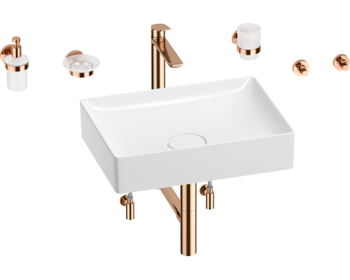Комплект Wellsee Pure BY Wellsee 201006394 белый глянцевый, розовое золото, 9 в 1